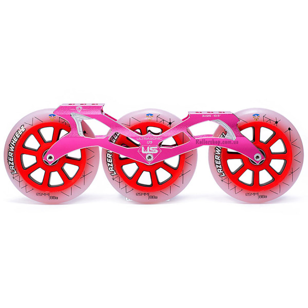 Szyny do rolek kompletne Flying Eagel Ultrasonic 3*125mm 88А/Abec-9 Lazer-Sparkle różowy